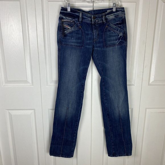 Diesel 30 X34 Reckfly Special Baggy Straight Jeans Dark Blue Denim Low Rise - Picture 1 of 10